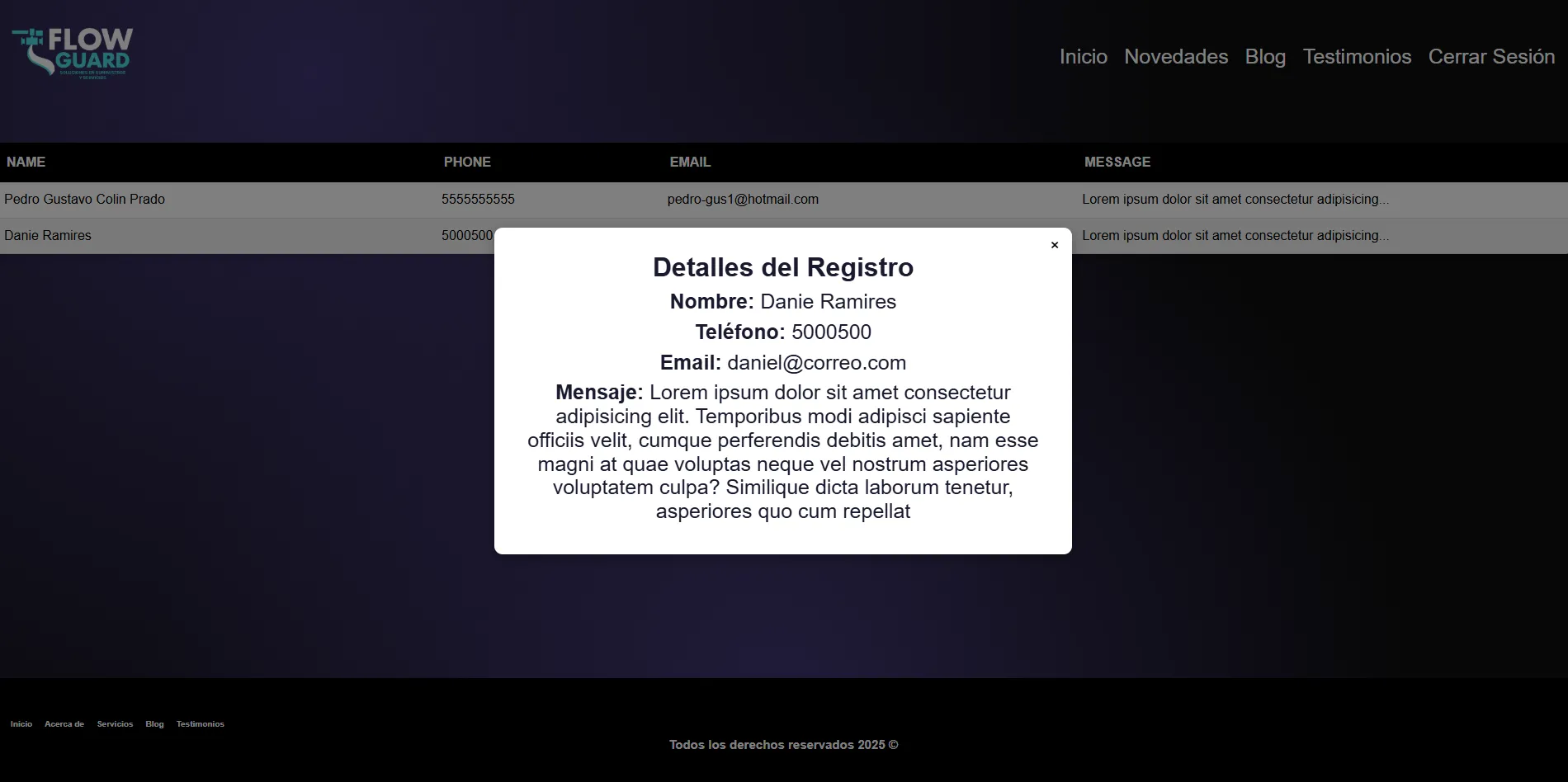 Sistema de Contacto